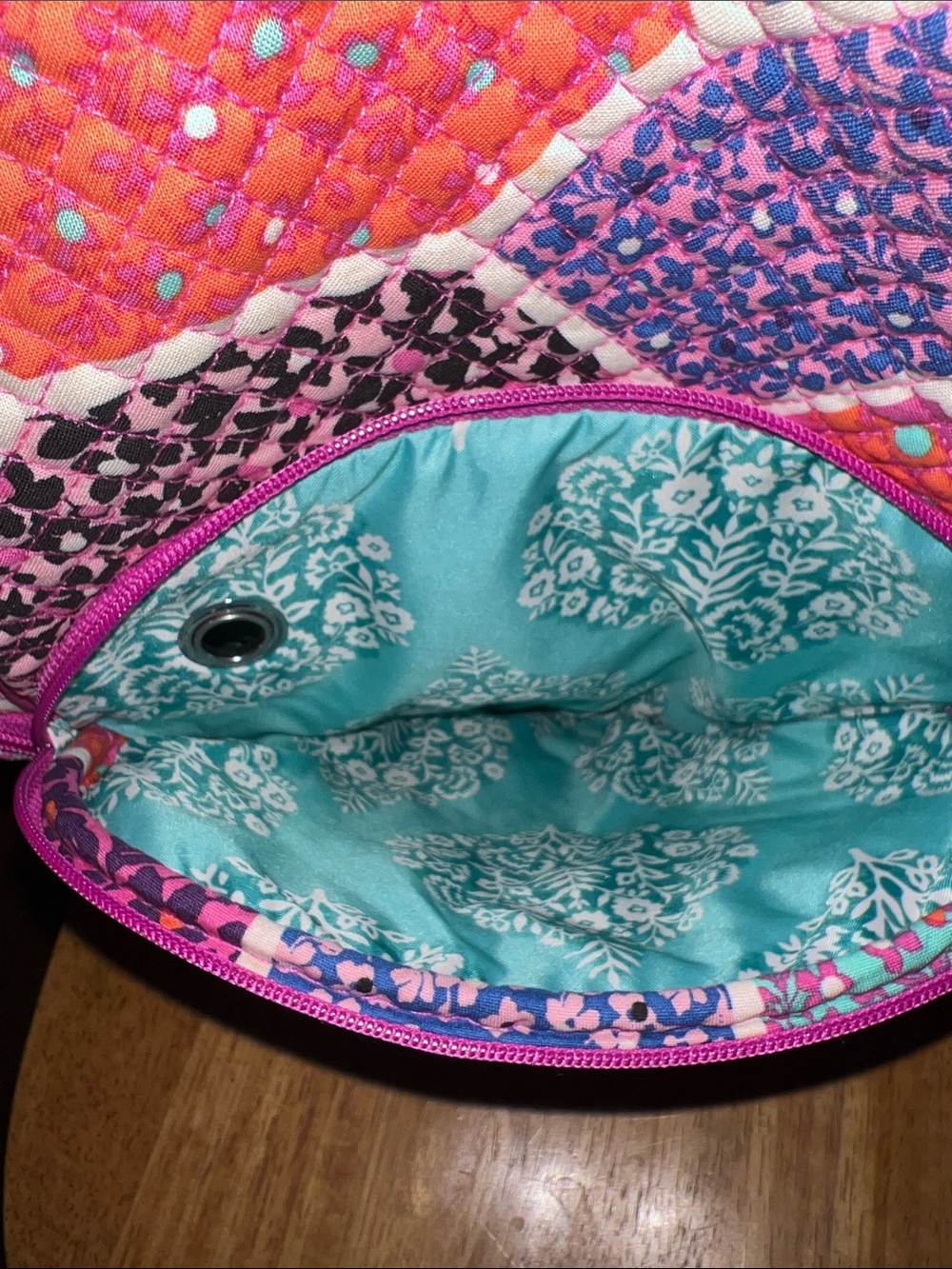 Vera Bradley Quilted Patchwork Backpack in Pink and Orange - Picture 4 of 6